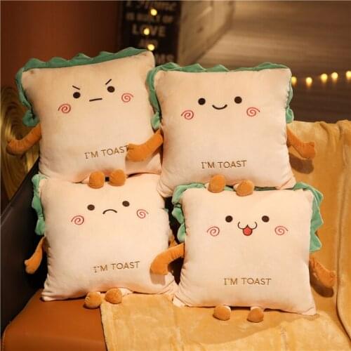 38cm Cute Toast Bread Plush Toy Creative Plush Kawaii Food Cartoon Animal Plush Bed Sofa Pillow Blanket Birthday Gifts For Kids