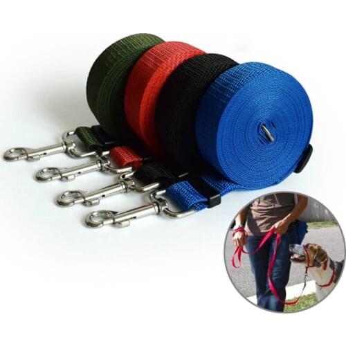 Super Long Nylon Dog Lead Leash Pet Traction Rope Adjustable Outdoor Walk Training Leashes Large Labrador Small Puppy Cat 5-50M