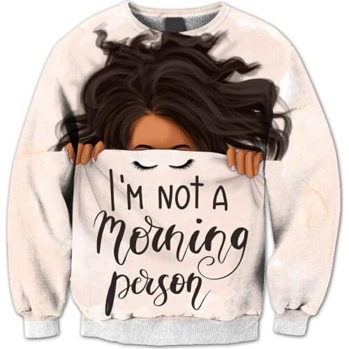 REAL American US SIZE I'm Not A Morning Person Sublimation Print Plus Size Crew Neck Sweatshirt