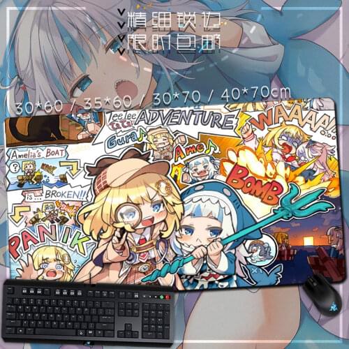 Vtuber Youtuber Hololive EN Shark Gawr Gura Mori Calliope Watson Animation Game Peripheral Mouse Keyboard Table Pad Size 40*70CM