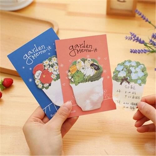 DL South Korean stationery gracebell flower N post creative flower pot office convenience sticker note book
