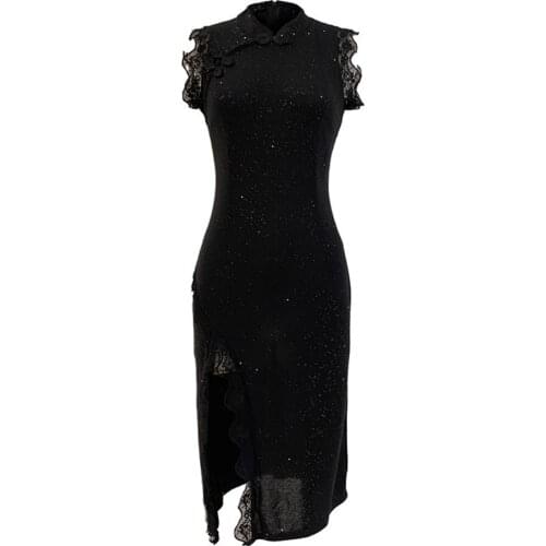 ZC3494 2021 summer new women fashion sexy temperament vintage lace slim cheongsam dress trend cheap wholesale