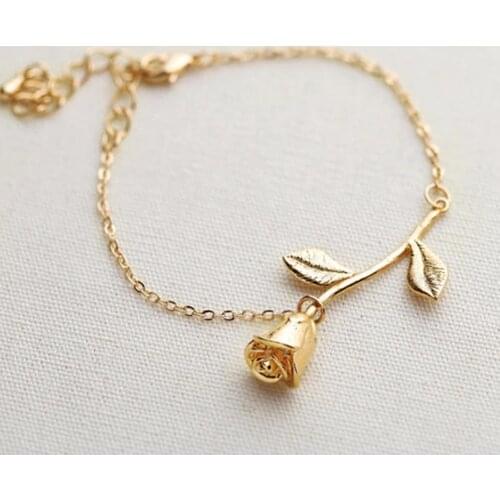 Women Trendy Rose Flower Charm Bracelet Bangle Statement Flower Pendant Bracelet Party Jewelry pulseira feminina