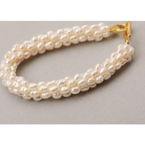 Women freshwater natural pearl bracelet thick layering pearl bangles jewelry