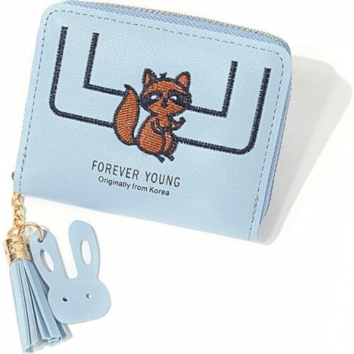Female Wallet Short Embroidery Animal Pattern Women Zipper Wallets Womens Clutch Card Holder Wallet
