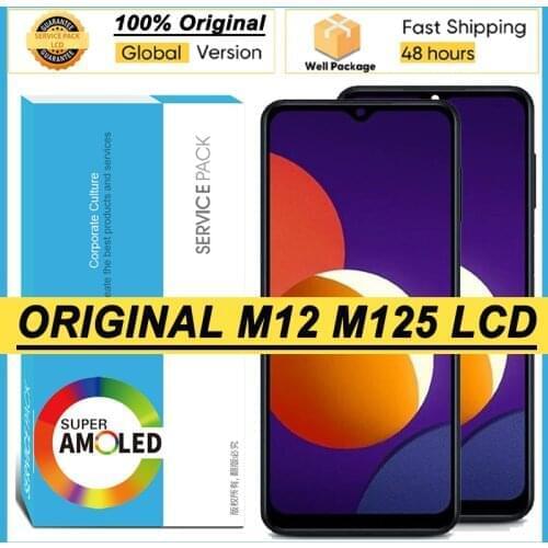 10PCS/LOT Original 6.5'' Display with frame for Samsung Galaxy M12 M125 Full LCD Touch Screen Digitizer Assembly Repair Parts