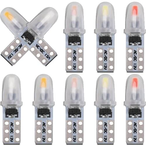 10pcs T5 Led Bulb W3W W1.2W Car Auto Lamp 3014 Chips Wedge Light Instrument Dashboard Lamp Indicator Signal Bulbs DC 12V 6000K