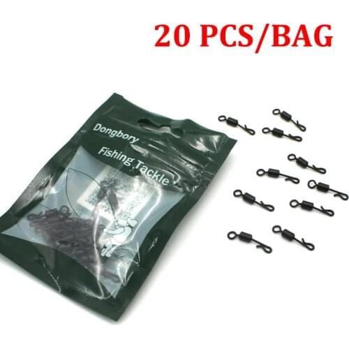 20Pcs Rolling Quick Change Swivel with Solid Ring Carp Rigs Long Body Fishing Terminal Tackle Swivel Snap Connector Carp Fishing