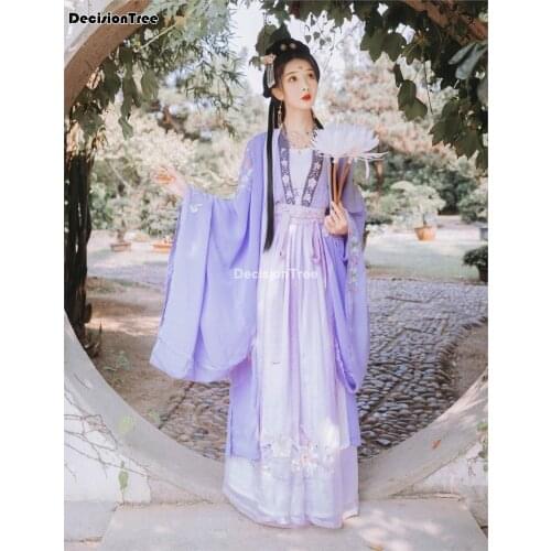2021 hanfu costumes woman long sleeves top chinese classical dance costume girl hanfu princess dress ancient fairy cosplay dress