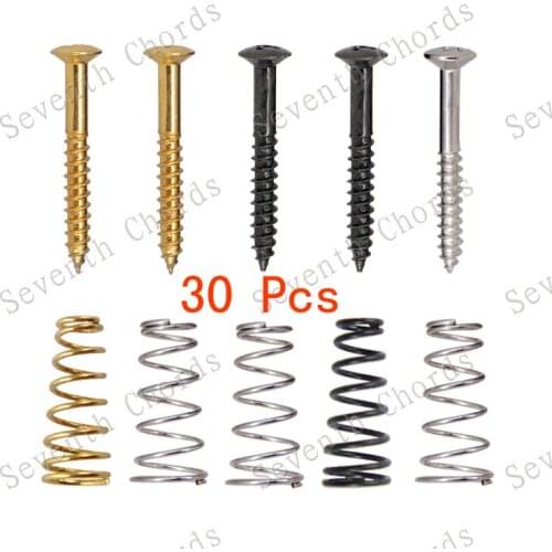30 Pcs M3*25mm Electric Guitar Single Coil Pickups Mount Adjust Height Screws & Conical Springs - Silver & Black & Gold