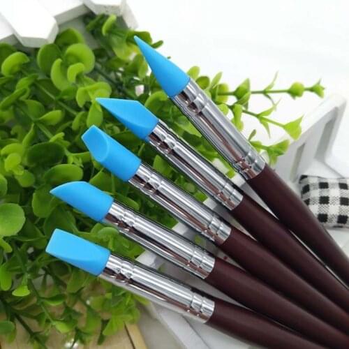5pcs Nail Art Craft Pottery Clay Tools Rubber Pen Brush Carving Sculpture Sculpting Tools Cake Oils Engraving High Quality
