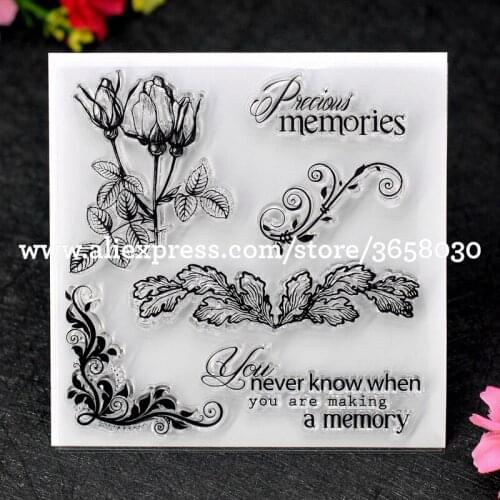 Memories Flowers Leaves Scrapbook DIY photo cards account rubber stamp clear stamp transparent stamp 10x10cm 8052671
