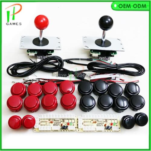 Arcade pack 2 players Zero Delay USB Encoder To PC +Arcade Joystick +Sanwa type Push Button for diy joystick kit jamma Mame