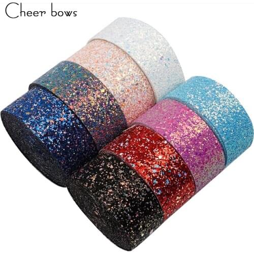 Cheer bow Glitter Ribbon 38mm Shiny Bow Ribbon DIY Hairbows Accessories Gifts Packing Wrapping Ribbons for crafts 2 yards/lot