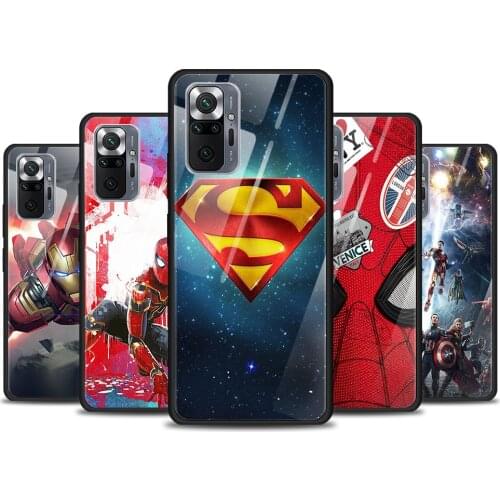 Avenger Marvel Superhero Tempered Glass Cover For Xiaomi Redmi Note 10 10S 9 9T 9S 8T 8 9A 9C 8A 7 Pro Max Phone Case