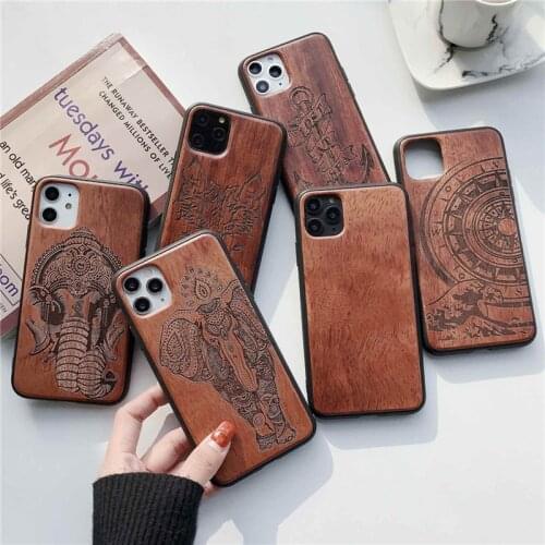 Natural Real Wood Wooden TPU Case For iPhone 12 mini XR X Cover For iPhone 11 12 Pro XS Max SE 2020 Shockproof Cases Shell Funda