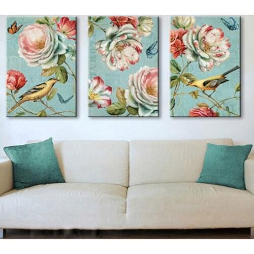 Flower and birds animal 5d diamond painting full square round drill diamond embroidery mosaic triptych diy craft supplies AA2657