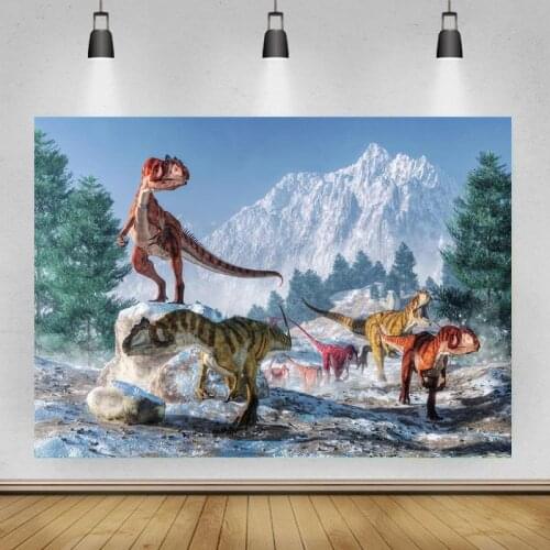 Dinosaurs Foraging Portrait Photography Background Boys Birthday Party Family Activities Decors Vinyl Backdrop Studio Props