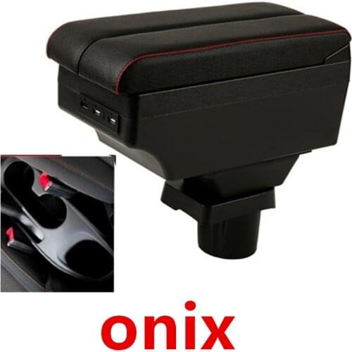 For chevrolet onix armrest box double layer with usb interface