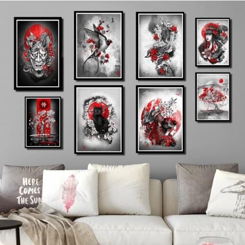 Perfect JL Abstract Japanese Sunrise Ukiyoe Poster Wall Art Picture Posters and Prints Home Decor wall stickers