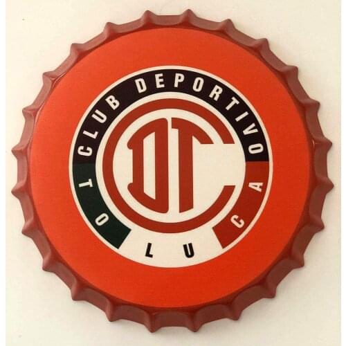CustomVinylDecals Toluca Futbol Mexico Decorative Bottle Cap Metal Tin Sign Diameter Wall Art Plaque Vintage Home Decor - Bonus