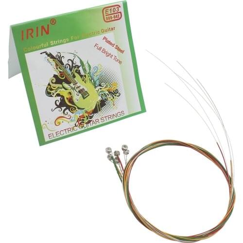 IRIN E103 Electric Guitar Strings 6pcs/Set Colorful Plated Steel+Copper Alloy Electric Guitar Strings 1st-6th(.009-.042)