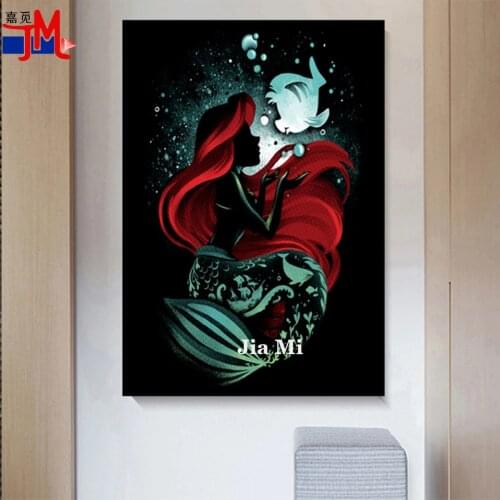Cartoon Princess Picture Diamond Painting Diy Cross Stitch 5D The Little Mermaid With Red Hair Full Drill Embroidery Mosaic Gift