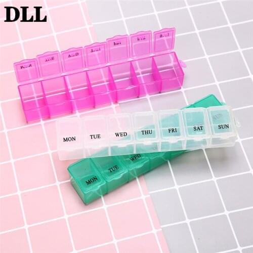 Medicine Box Holder Storage Organizer Container Case Pill Box Splitters 15x3x2.5cm 1Pc 7 Days Weekly Tablet Pill