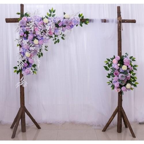 Pretty artificial flower wall wedding arch decor backdrop road lead floral arrangement centerpiece flower row pompom peony rose
