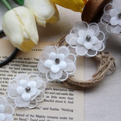 LASUI 3 yards=60 flowers Exquisite organza multi-layer 3D flowers embroidery lace DIY wedding veil jewelry accessories 0279