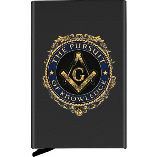 Metal Case The Pursuit Of Knowledge Printing Credit Card Holder Men Slim Anti Protect Travel ID Cardholder Women Rfid Wallet