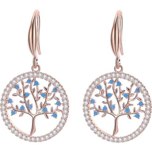 Fashion Exquisite Cubic Zirconia Hollow Tree of Life Drop Earrings For Women Accessories Color Elegant Mujer moda Jewelry 2019
