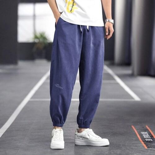 MenS Casual Harem Pants New Fashion Spring Summer Loose Drawstring Trousers Male Linen Pants Plus Size Bloomers 2021 30474