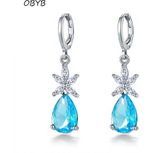 New Water Drop Long Style Zircon Dangle Drop Earrings European And American Women Fashion Simple Earring Elegant Women Jewelry