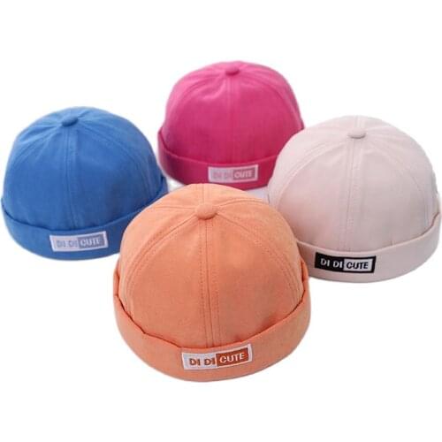 New Cute Baby Beanies Cap Boys Girls Docker Sailor Casual Caps For 1-4 Years Kids Rolled Cuff Retro Brimless Hat Adjustable