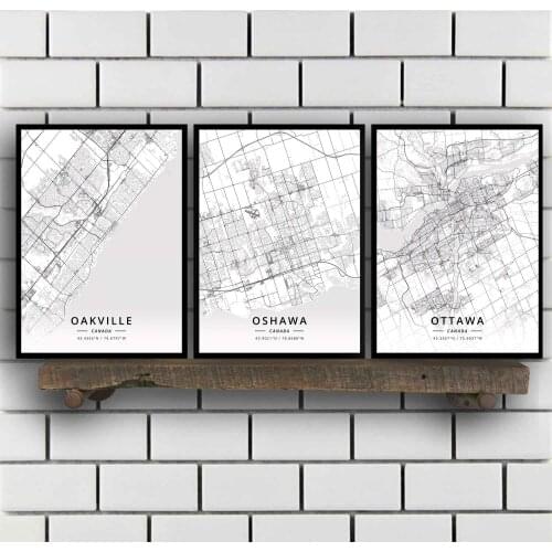 Oakville Oshawa Ottawa Quebec City Regina Richmond Saguenay Saskatoon Sherbrooke St Catharines Surrey Canada Map Poster