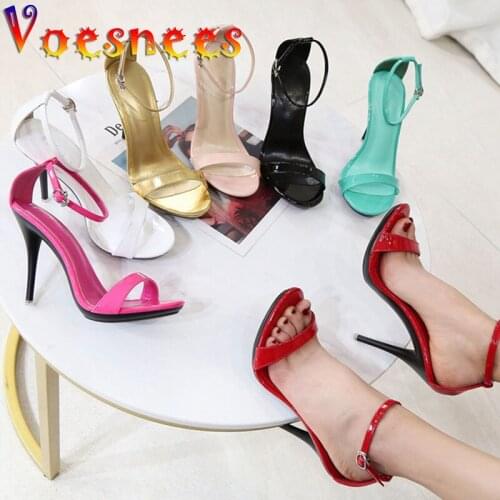Candy Color Simple One Word Band Women Sandals Fashion Cover Heel High Heel Shoes Pure Colour Buckle Strap Rome Stiletto Shoes
