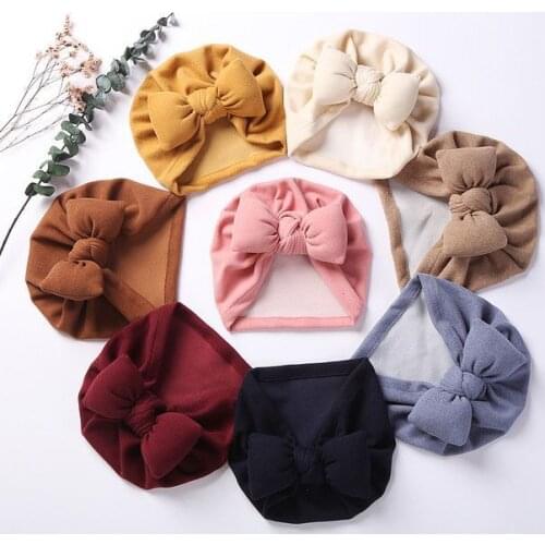 16pc/lot Baby Faux Cashmere Hat Bowknot Baby Girl Hat Turban Knot Head Wraps Baby Kids Bonnet Beanie Newborn Photography Props