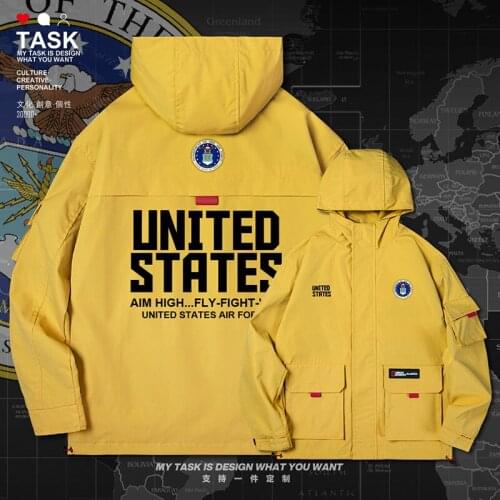 United States of America USA US men jacket hooded air force logo army fan nation clothing coat streetwear mens autumn clothes