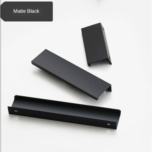 Modern Aluminum Alloy Kitchen Cabinets Long Hidden Dark Handle Open Hole Drawer Edge Black Wardrobe Door Handle