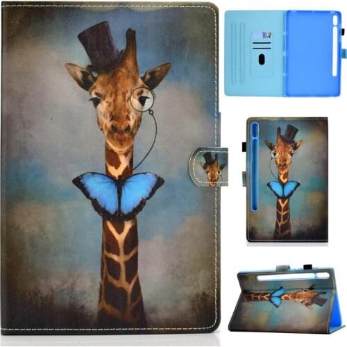 Auto Wake Sleep Deer Cat Monkey Prints Smart Cover For Samsung Galaxy Tab S7 11inch 2020 T870 T875 Magnetic Card Slot Stand Case
