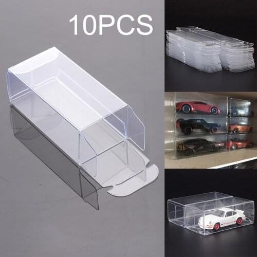 10 pcs 41x43x82mm PVC Clear Toy Car Model 1/64 Dust Proof Display Protection Box