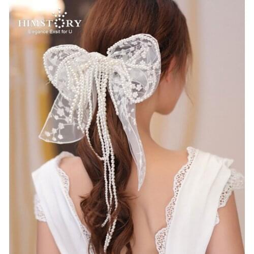 HIMSTORY Handmade Women Lace Flower Pearl Hair Clip Hairpins Cute Butterfly Crystal Bowknot Princess Wedding Hair Accessories