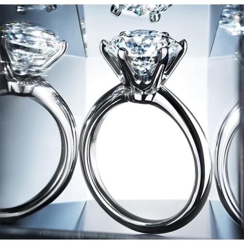 Solitaire ring Real 925 Sterling silver 1ct AAAAA Sona Zircon cz Wedding Band Rings for women Bridal Statement Party Jewelry