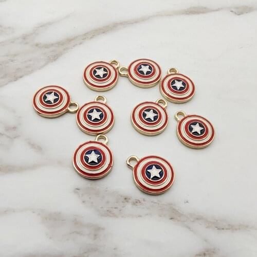 10pcs10mm star Shield Round Enamel Charms Pendant for Earring DIY Jewelry Making