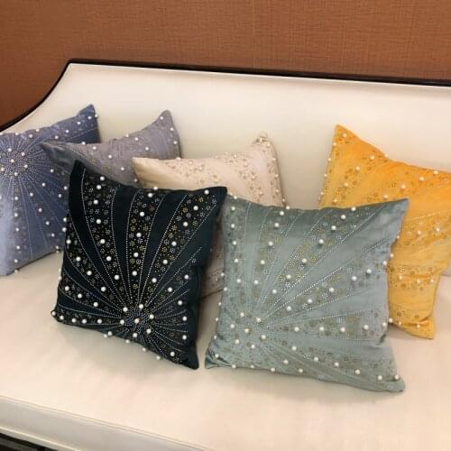 0772 Diamond Pearl Fashion Simple Velvet Cushion Covers (No Filling)Quality Soft Pillowcase Festival Car Chair Decoration