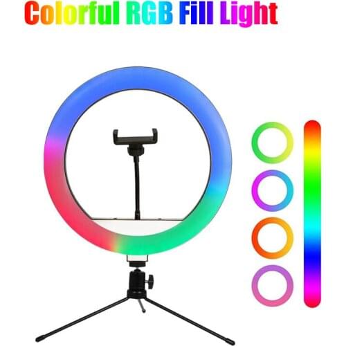 10 inch Ring Light RGB 26cm 33cm 20cm LED Rainbow Light for color adjustment and universal interface For Short Video YouTube Liv