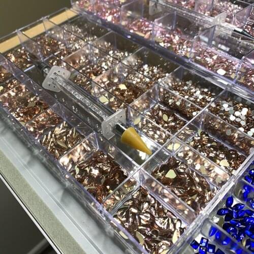 600PC+8 Size SS Crystal Gem Rhinestone Nail Art & Rhinestone Picker K9 Glass Nail CrystalAB Crystal Rhinestone/ Bling Deluxe box