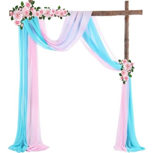 2 Pack White Pink Wedding Arch Draping Chiffon Fabric Drapery Party Backdrop Curtain Mixed Color Panels Event Banquet Decor