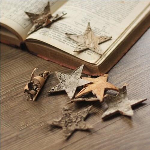 30p,Natural Birch Bark, Five-pointed star dried flower bark, Valentine Day gift decoration, Wedding Party Home decor,photo props